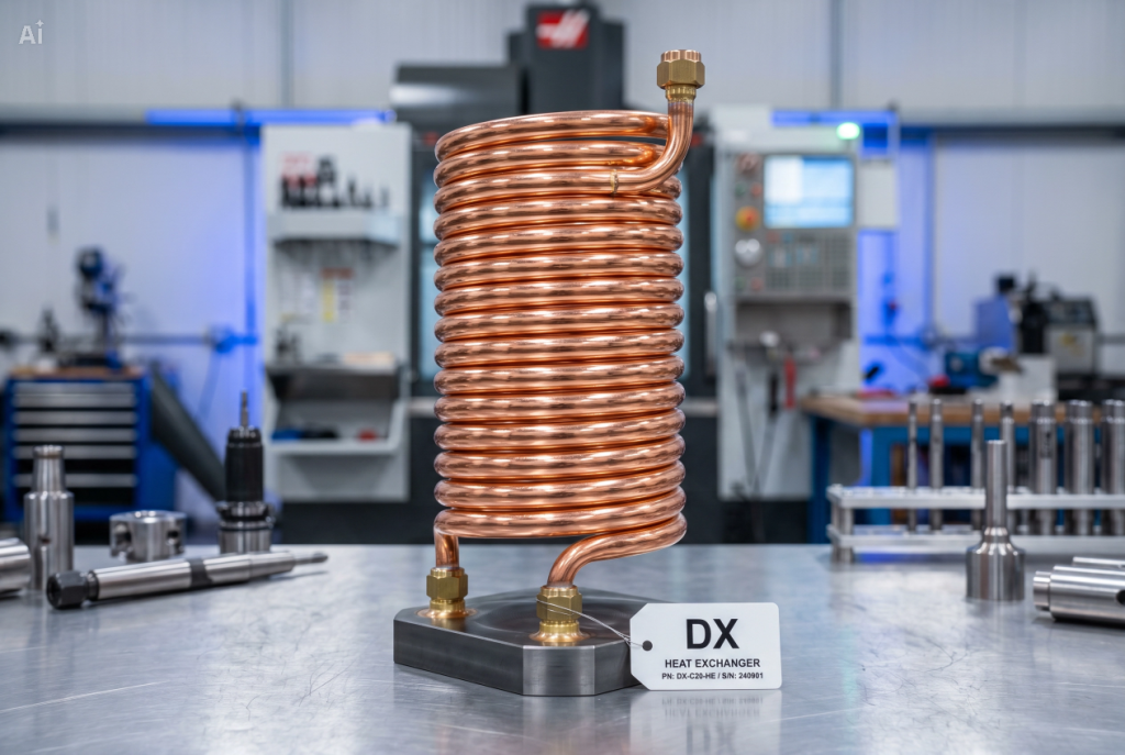 Custom Direct Expansion (DX) copper coil for high-efficiency commercial HVAC and refrigeration systems